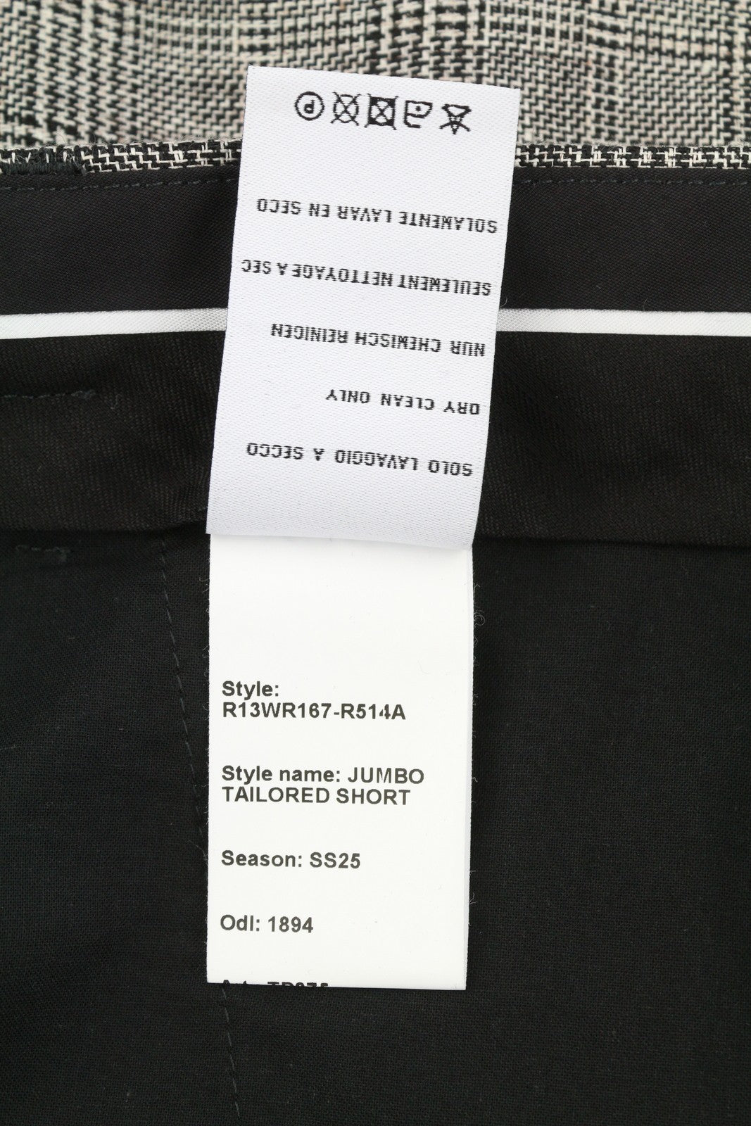 R13 Jumbo pritaikytos moteriškos kelnės 27 rudos lininės Bermudų stiliaus su lašeliu tarpkojyje SS25 RRP799 