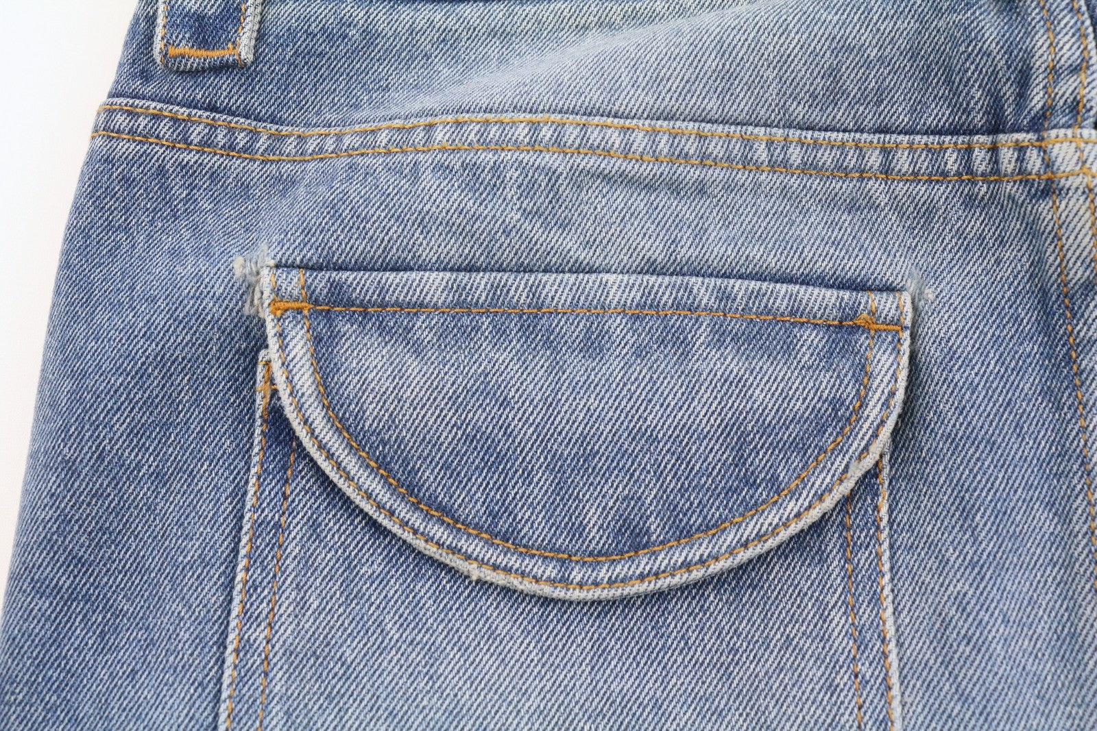 OFF-WHITE krovininis mini moteriškas sijonas, 40, džinso mėlyna spalva, išblukintos sagų kišenės, RRP499 