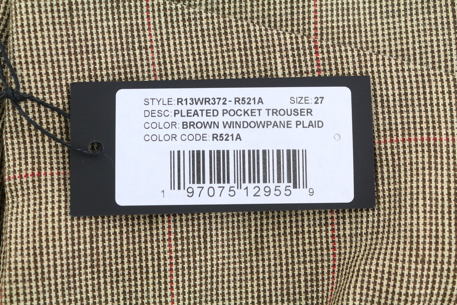 R13 Klojuotos moteriškos kelnės su kišenėmis 27 Rudos vilnos ir lino raštuotos trumpos SS25 