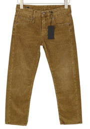 R13 Boy Straight Women Trousers 27 Golden Brown Stretch Cord Cropped Zip FW25