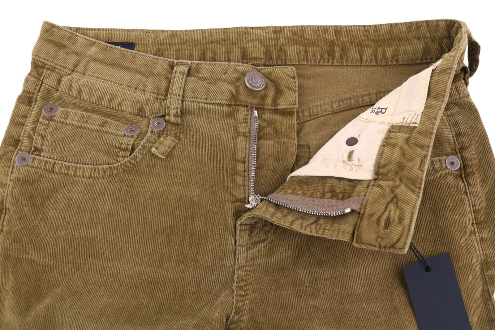 R13 berniukiškos tiesios moteriškos kelnės 25 aukso rudos spalvos su tampria virve ir trumpais užtrauktukais FW25 