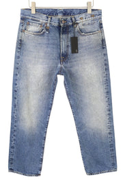 R13 Boyfriend moteriški džinsai 29 Jasper trumpinti užtrauktuku, ūsai, išblukusi mėlyna FW25 