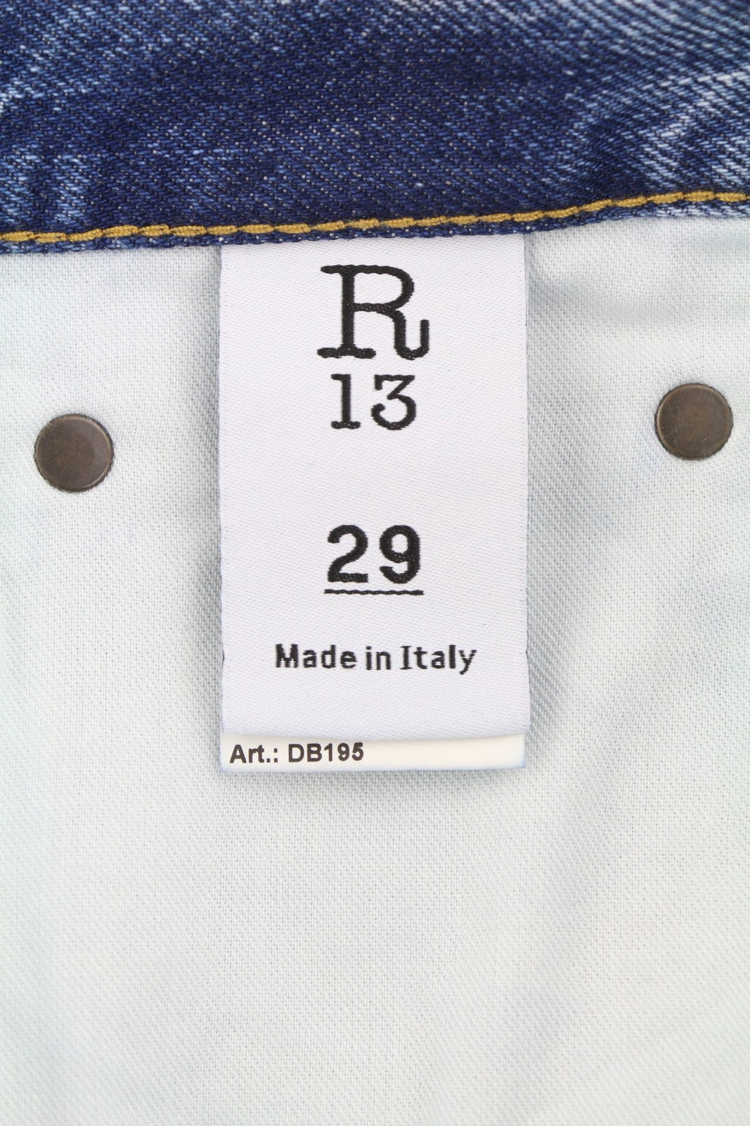 R13 Boyfriend moteriški džinsai 29 Jasper trumpinti užtrauktuku, ūsai, išblukusi mėlyna FW25 