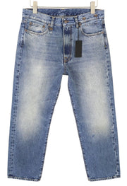 R13 Boyfriend moteriški džinsai 28 Jasper trumpinti užtrauktuku, ūsai, išblukusi mėlyna FW25 