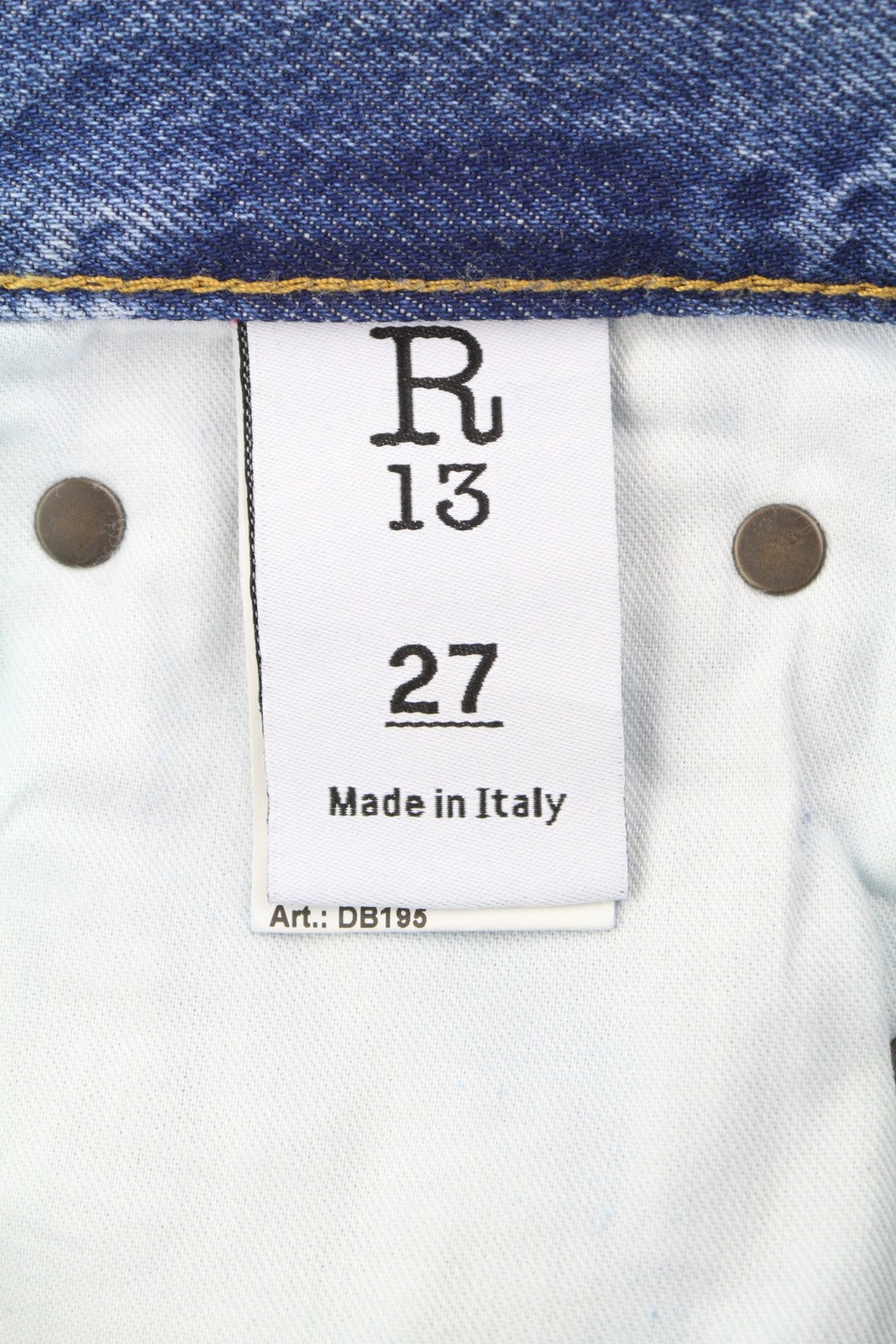 R13 Boyfriend moteriški džinsai 27 Jasper trumpinti užtrauktuku, ūsai, išblukusi mėlyna FW25 