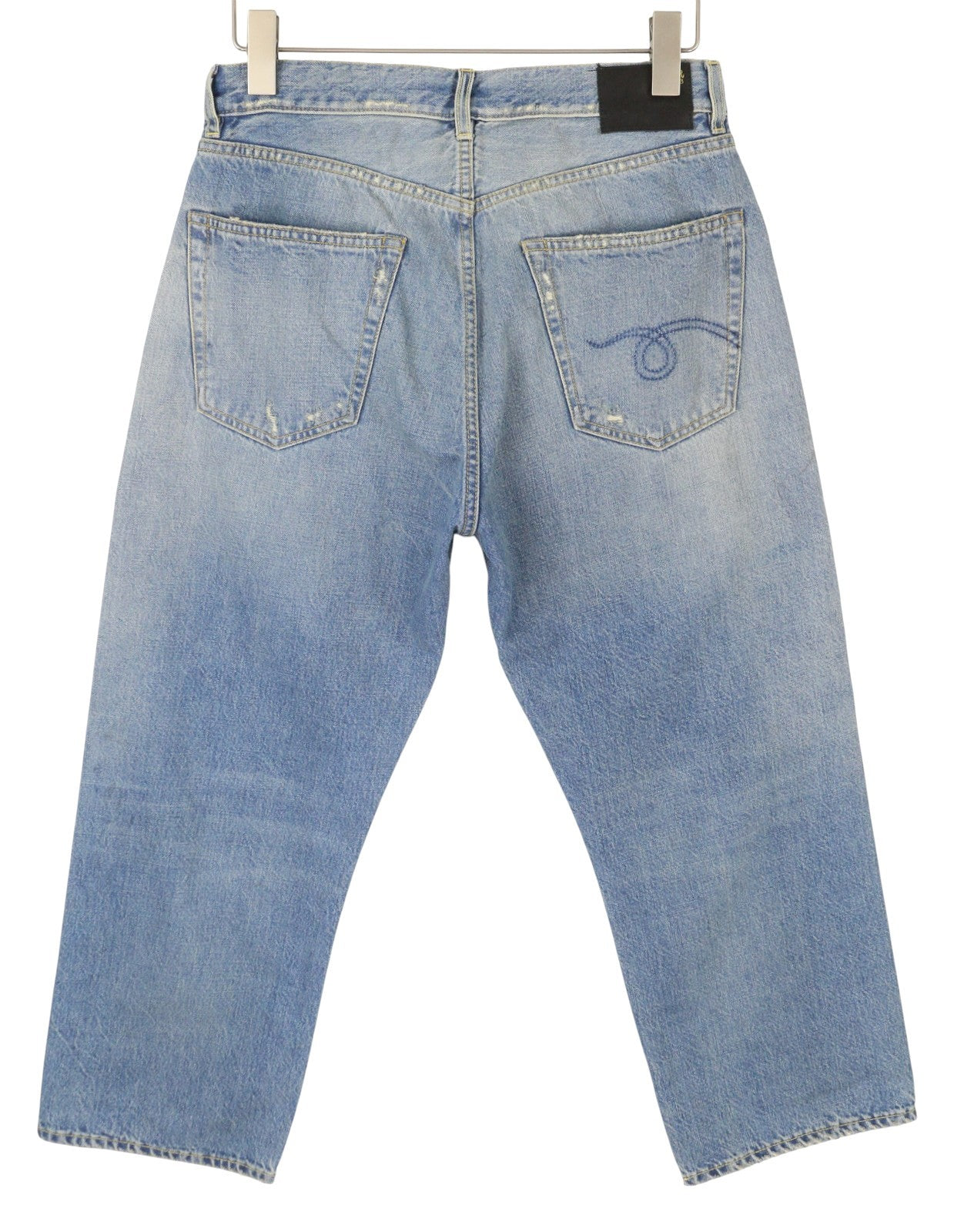 R13 X-BF moteriški džinsai 27 Merrin mėlyni ūsai su išblukusiu trumpintu užtrauktuku PF25 