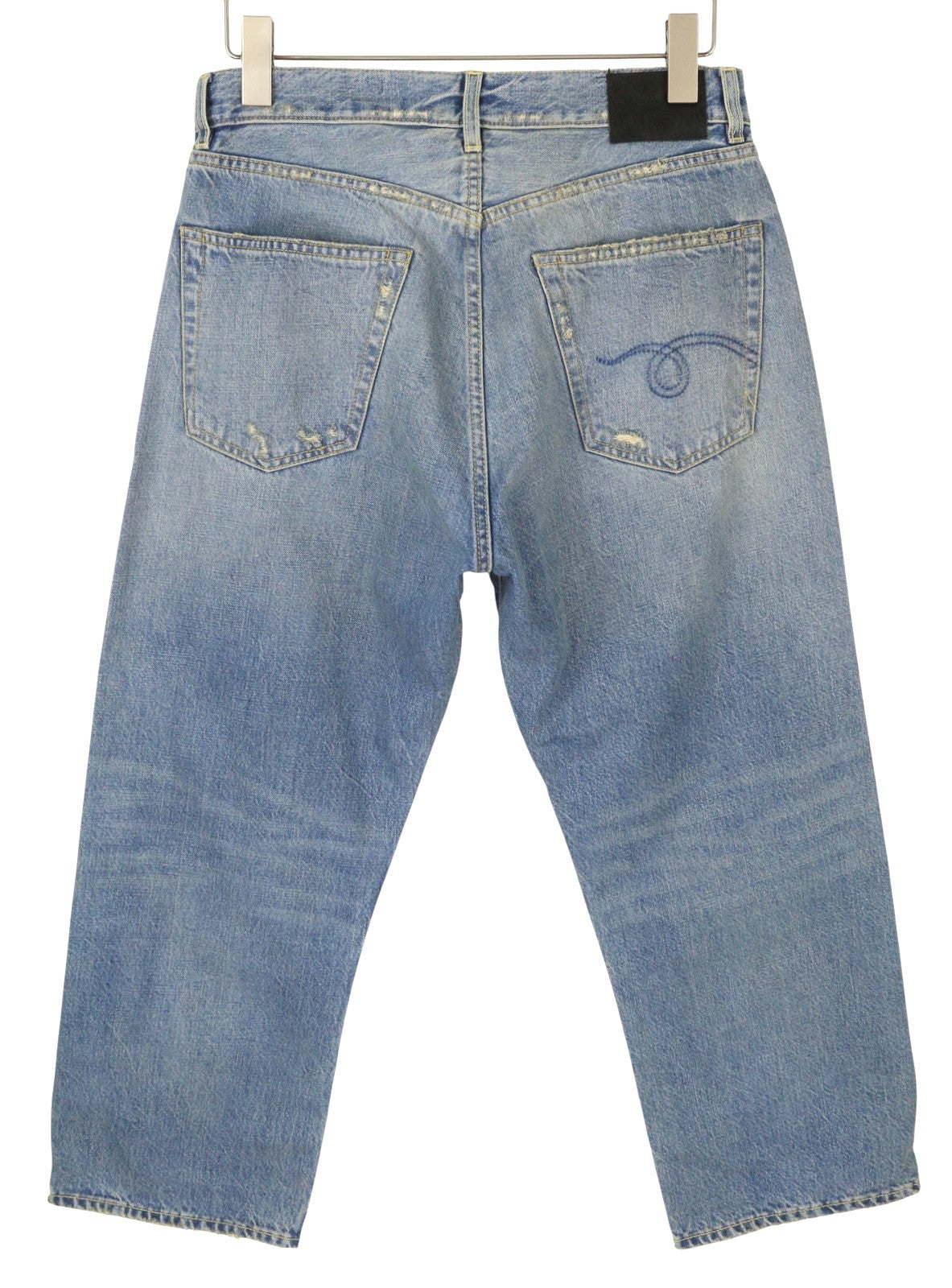 R13 X-BF moteriški džinsai 26 Merrin mėlyni ūsai su išblukusiais trumpais užtrauktuku PF25 RRP795 