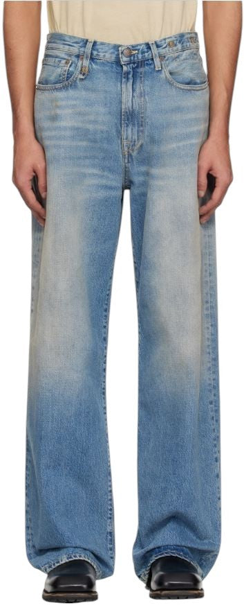 R13 D'Arcy laisvi vyriški džinsai, 33 dydis, mėlyni ūsai, išblukę, nešvarūs, su užtrauktuku, 25 dydžio. 