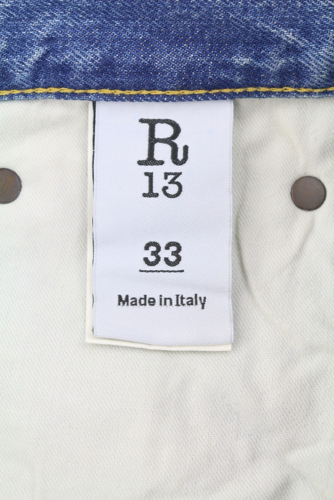 R13 D'Arcy laisvi vyriški džinsai, 33 dydis, mėlyni ūsai, išblukę, nešvarūs, su užtrauktuku, 25 dydžio. 