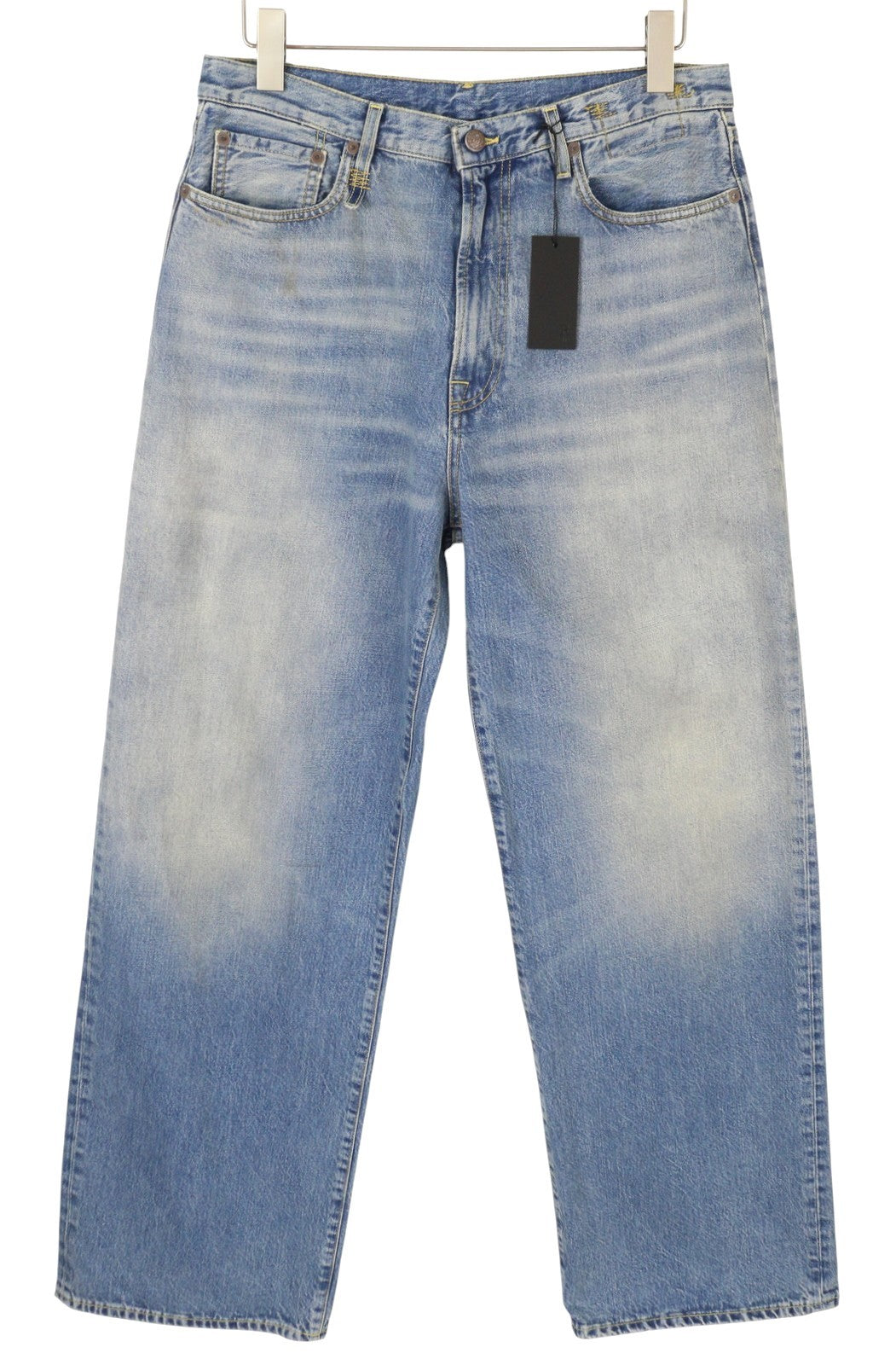 R13 D'Arcy laisvi vyriški džinsai, 33 dydis, mėlyni ūsai, išblukę, nešvarūs, su užtrauktuku, 25 dydžio. 