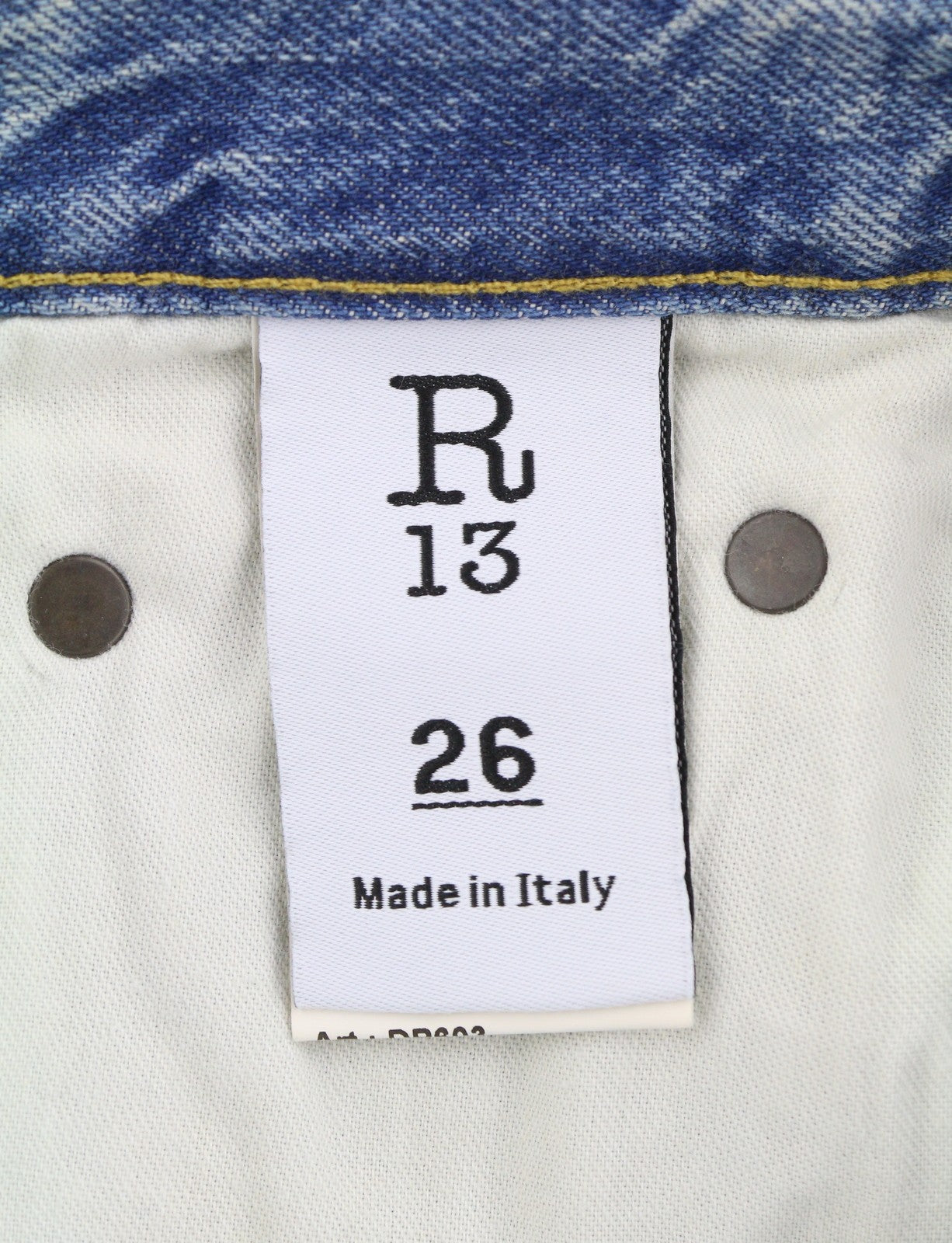 R13 Charlotte moteriški džinsai 26 Merrin mėlyni blukinti platėjantys aukštu juosmeniu PF25 RRP795 