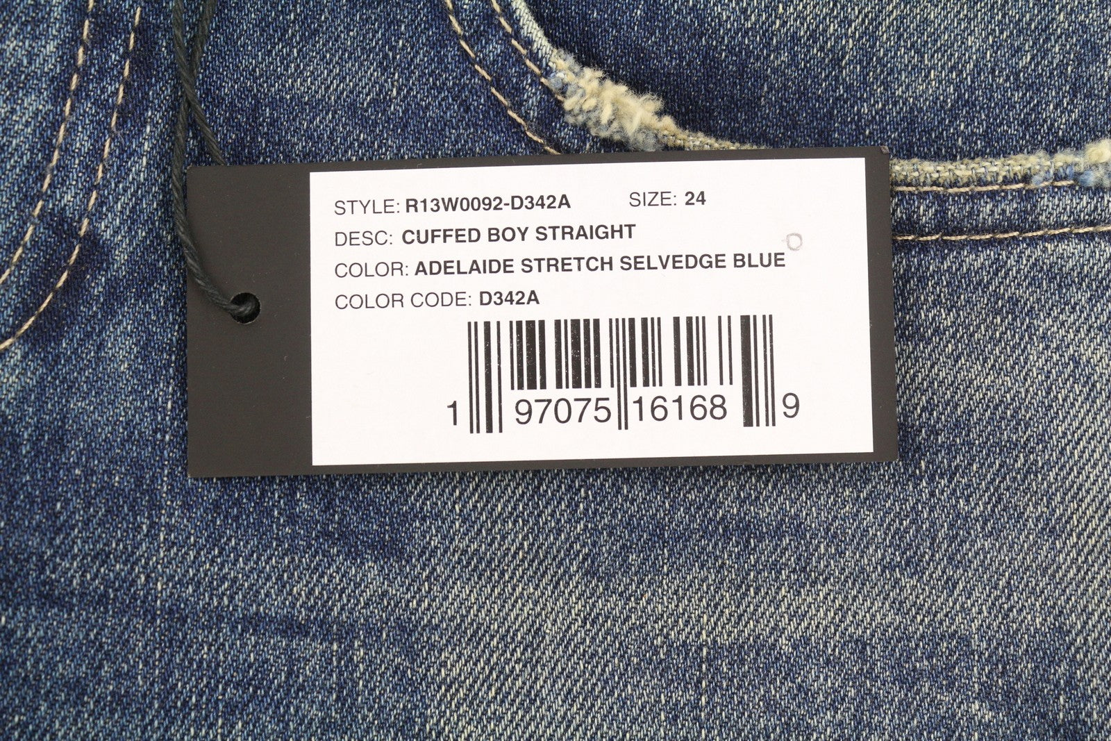 R13 berniukiški tiesūs džinsai su rankogaliais 24 Adelaide Stretch Selvedge Limited PF25 