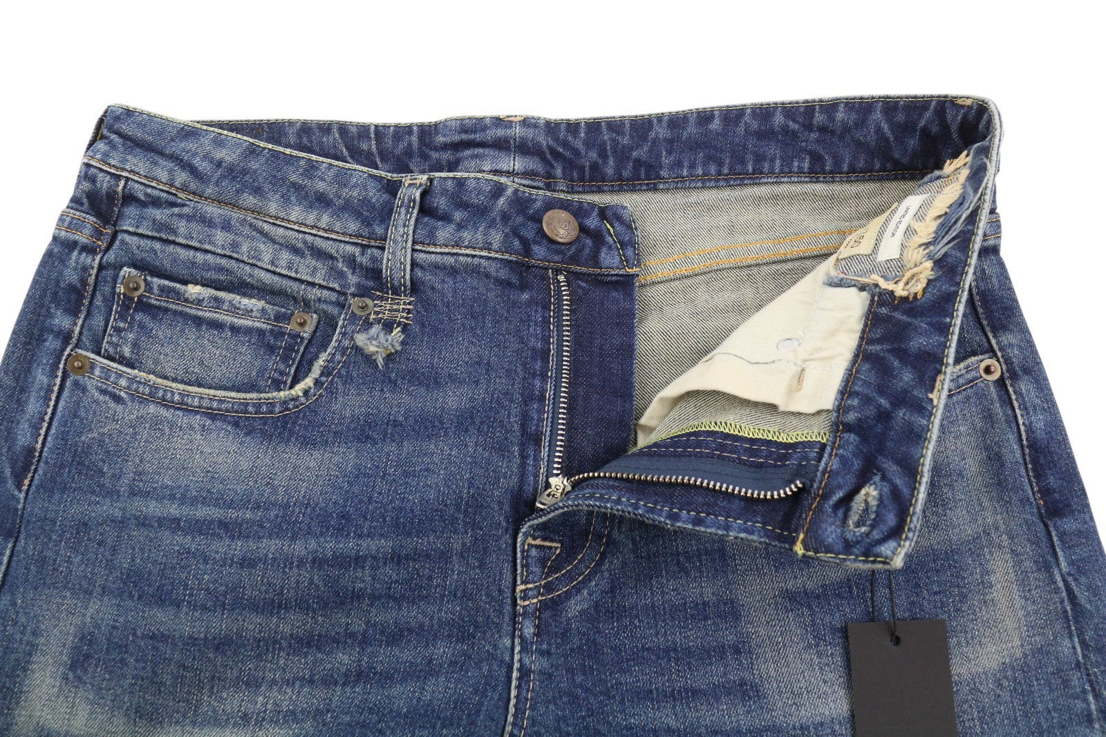 R13 berniukiški tiesūs džinsai su rankogaliais, 30 Adelaide tamprūs Selvedge Limited PF25 