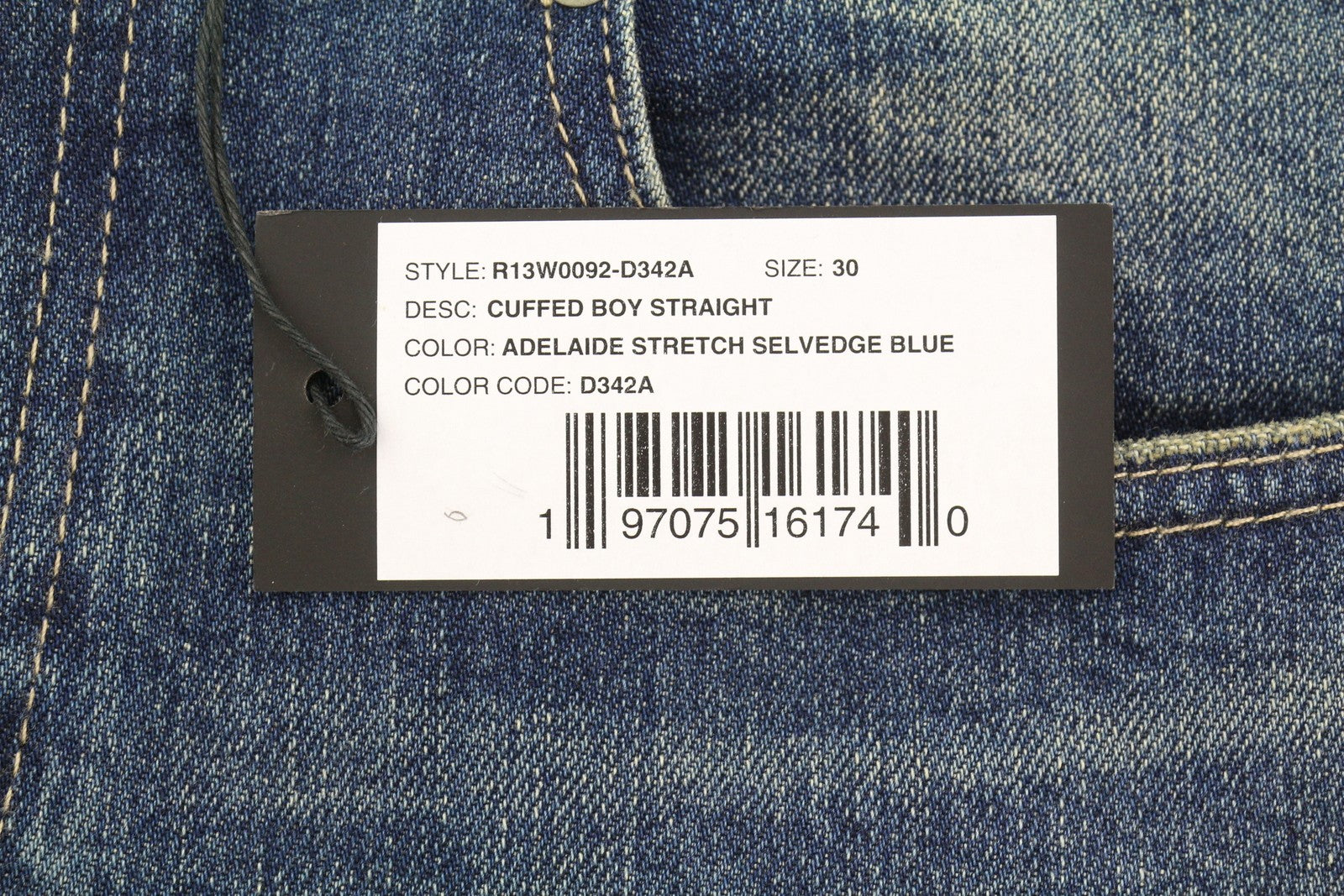 R13 berniukiški tiesūs džinsai su rankogaliais, 30 Adelaide tamprūs Selvedge Limited PF25 