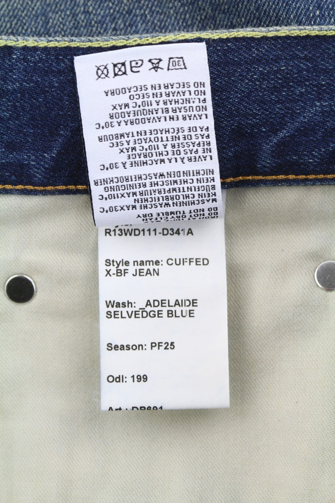 R13 Cuffed X-BF moteriški džinsai su rankogaliais, 30 Adelaide Selvedge mėlyni, riboto leidimo, RRP950 