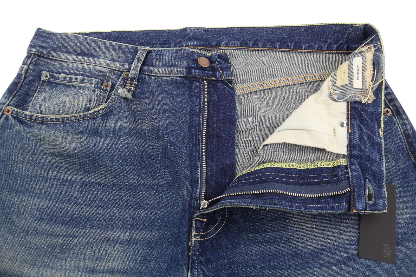 R13 Cuffed X-BF moteriški džinsai su rankogaliais, 30 Adelaide Selvedge mėlyni, riboto leidimo, RRP950 