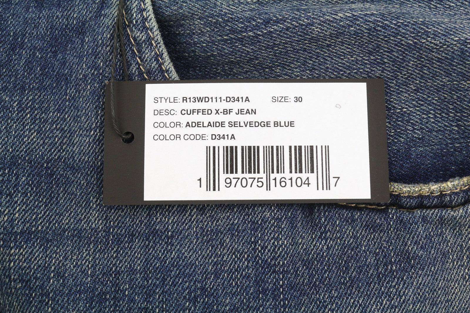 R13 Cuffed X-BF moteriški džinsai su rankogaliais, 30 Adelaide Selvedge mėlyni, riboto leidimo, RRP950 