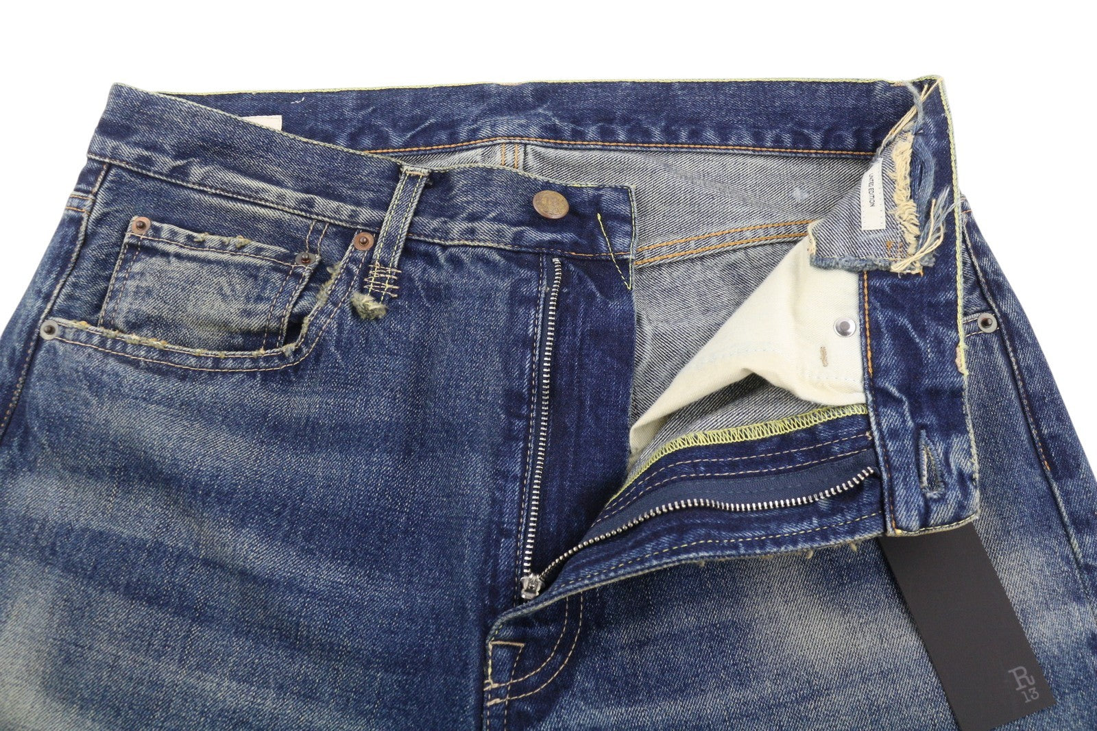 R13 Cuffed X-BF moteriški džinsai su rankogaliais, 27, Adelaide Selvedge mėlyni, riboto leidimo, RRP950 