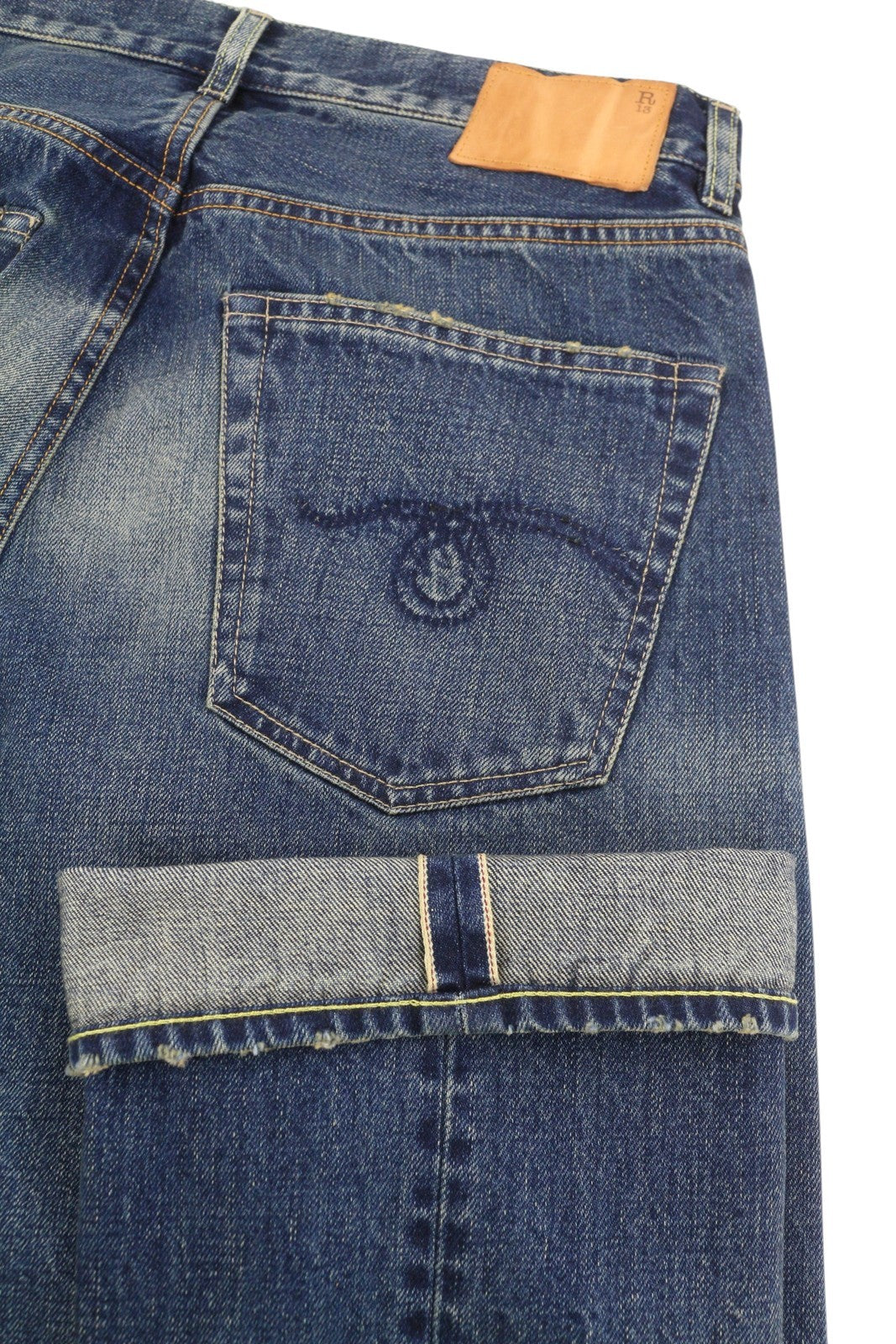 R13 Cuffed X-BF moteriški džinsai su rankogaliais, 27, Adelaide Selvedge mėlyni, riboto leidimo, RRP950 