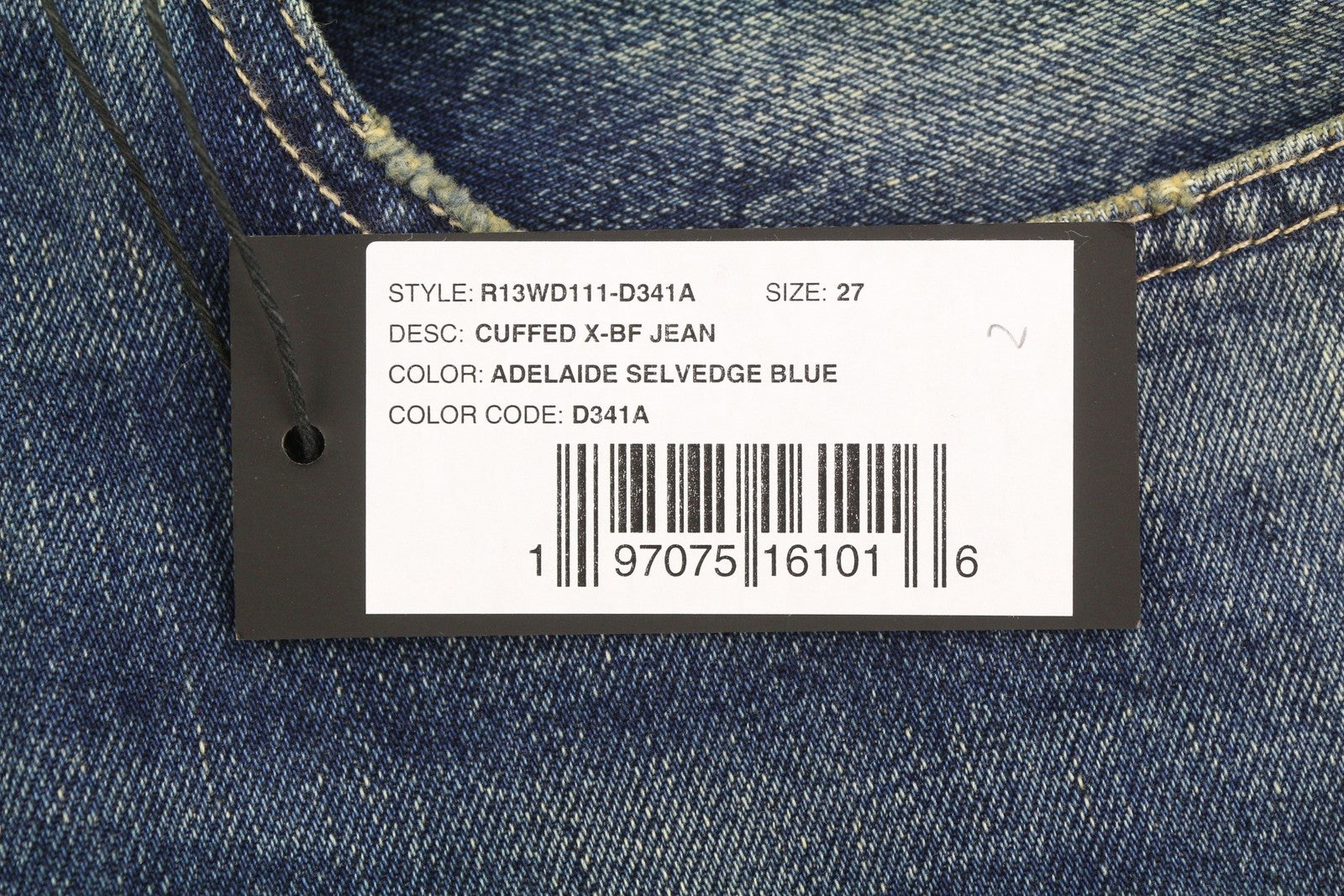 R13 Cuffed X-BF moteriški džinsai su rankogaliais, 27, Adelaide Selvedge mėlyni, riboto leidimo, RRP950 