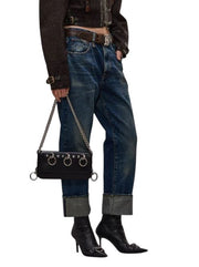 R13 Cuffed X-BF moteriški džinsai su rankogaliais, 26 Adelaide Selvedge mėlyni, riboto leidimo, RRP950 