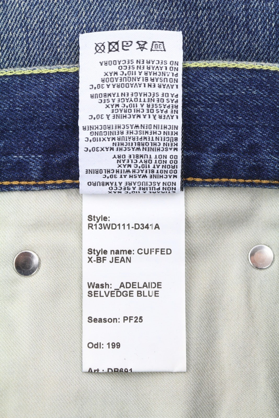 R13 Cuffed X-BF moteriški džinsai su rankogaliais, 26 Adelaide Selvedge mėlyni, riboto leidimo, RRP950 