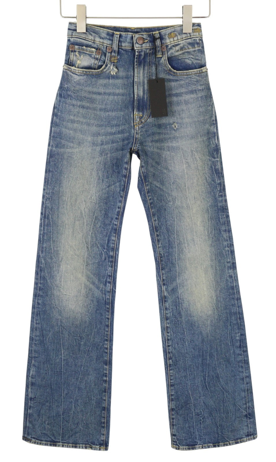 R13 Jane moteriški džinsai 24 Kelly Stretch Slim Platėjančios Fit išblukusios mėlynos spalvos FW25 RRP645 