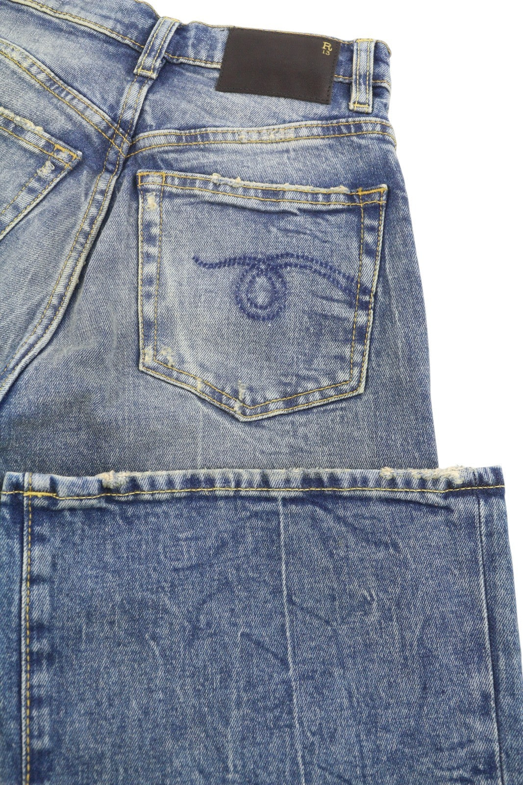 R13 Jane moteriški džinsai 24 Kelly Stretch Slim Platėjančios Fit išblukusios mėlynos spalvos FW25 RRP645 