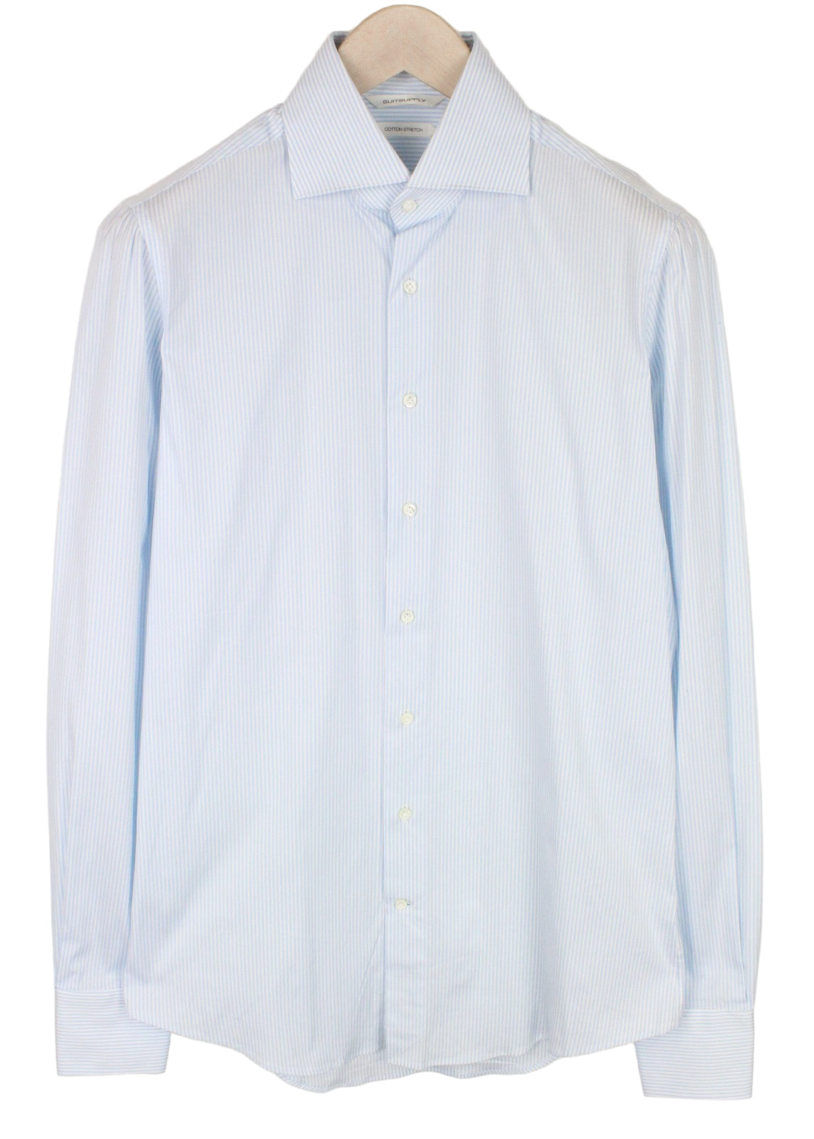 SUITSUPPLY vyriški formalūs marškinėliai, 39L/15 1/2L, labai ploni, mėlyni, dryžuoti, ilgi. 