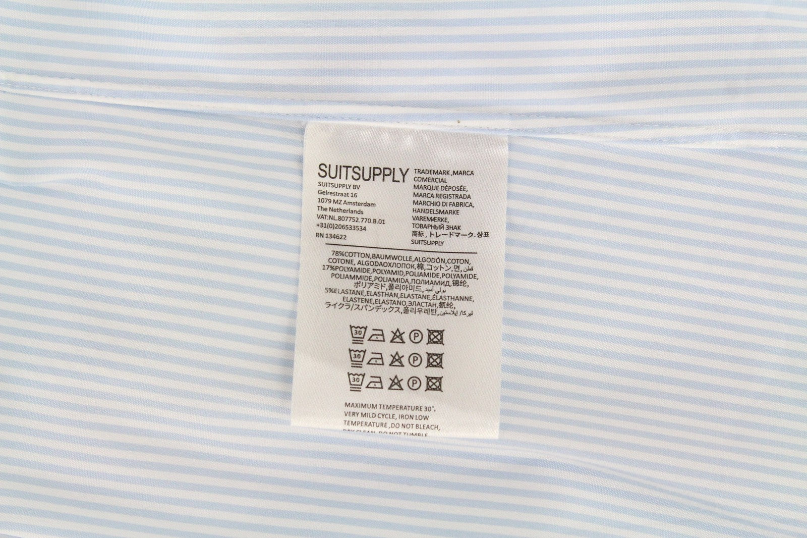 SUITSUPPLY vyriški formalūs marškinėliai, 39L/15 1/2L, labai ploni, mėlyni, dryžuoti, ilgi. 