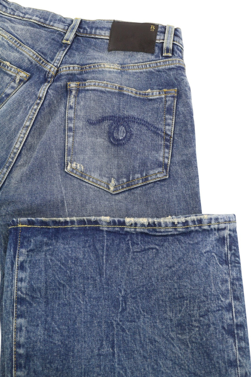 R13 Jane moteriški džinsai 27 Kelly Stretch Slim Platėjančios Fit išblukusios mėlynos spalvos PF25 RRP645 