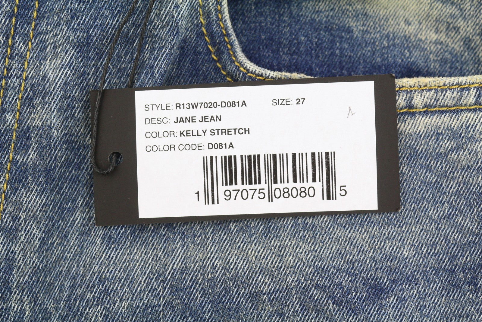 R13 Jane moteriški džinsai 27 Kelly Stretch Slim Platėjančios Fit išblukusios mėlynos spalvos PF25 RRP645 