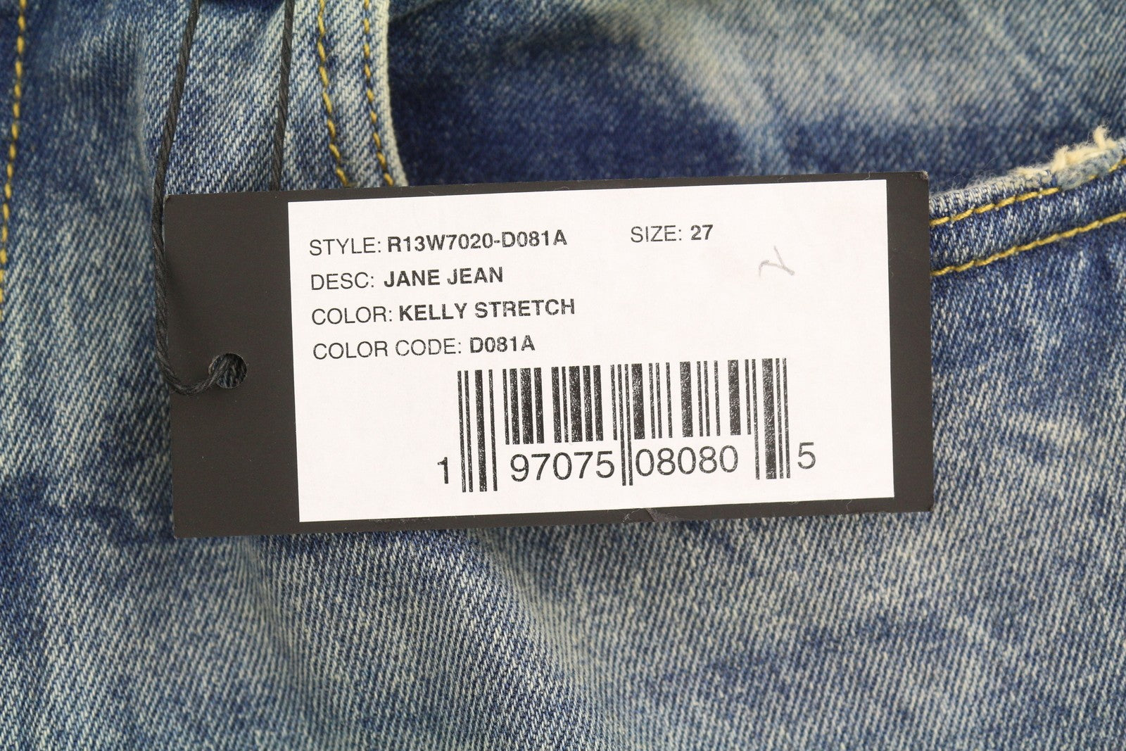 R13 Jane moteriški džinsai 27 Kelly Stretch Slim platėjančios klešnės blukusios mėlynos spalvos PF25 RRP645 