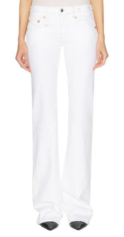 R13 berniukiški platėjantys moteriški džinsai 27 „Aerin“ balti, tamprūs, platėjantys, su užtrauktuku, džinsai PF25 