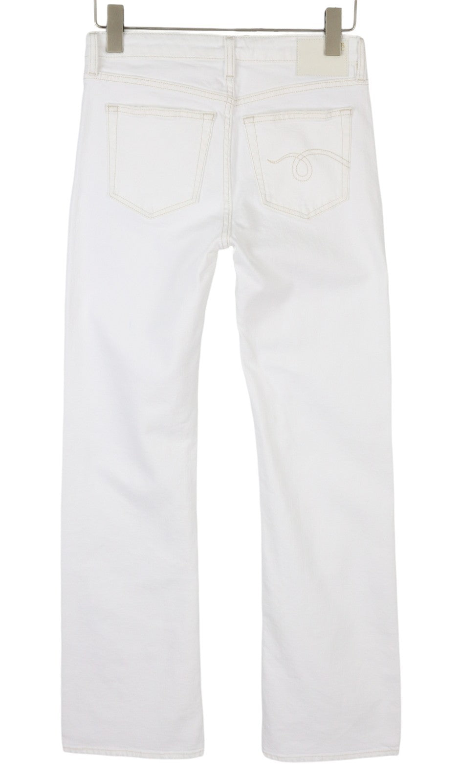 R13 berniukiški platėjantys moteriški džinsai 27 „Aerin“ balti, tamprūs, platėjantys, su užtrauktuku, džinsai PF25 