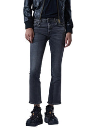 R13 Kick Fit moteriški džinsai 25 Leyton juodi, tamprūs, išblukę, ploni, tiesūs FW25 RRP630 