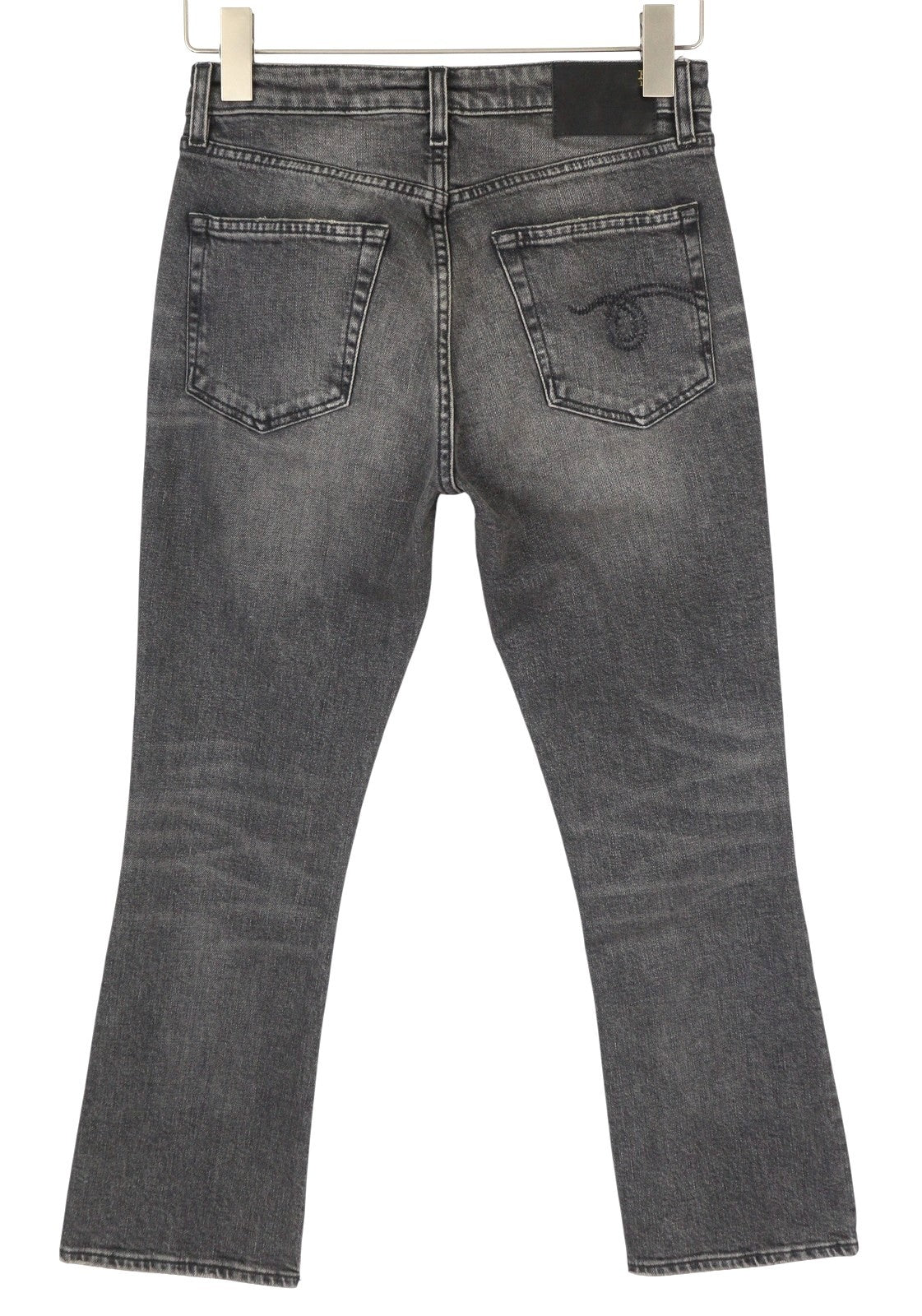 R13 Kick Fit moteriški džinsai 25 Leyton juodi, tamprūs, išblukę, ploni, tiesūs FW25 RRP630 