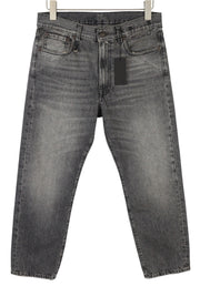 R13 Boyfriend moteriški džinsai 26 Leyton juodi išblukę ūsai trumpinti užtrauktuku FW25 