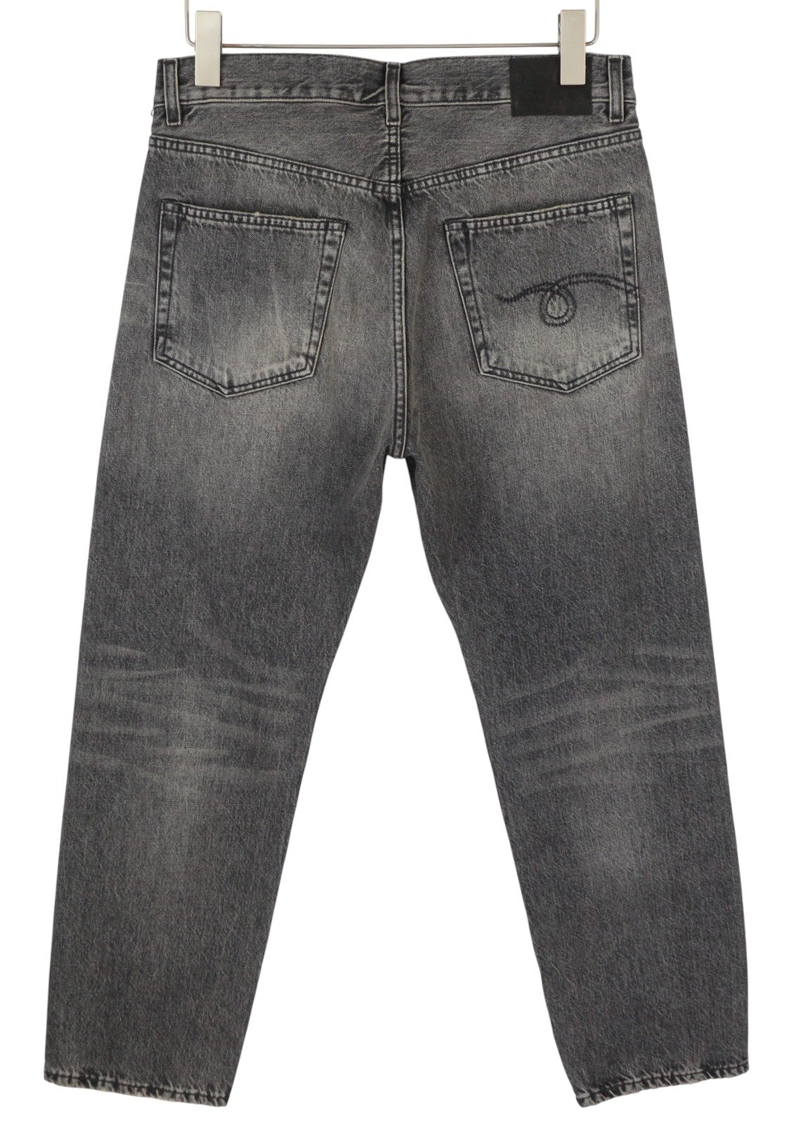 R13 Boyfriend moteriški džinsai 26 Leyton juodi išblukę ūsai trumpinti užtrauktuku FW25 