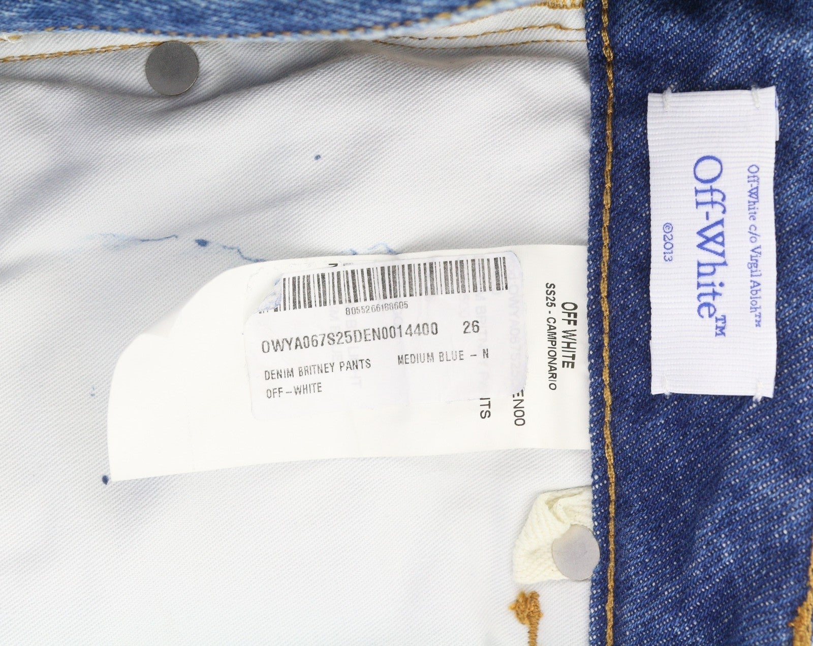 BALTOS VIRGIL ABLOH džinsinės kelnės Britney moterims W26 Faded Slim S25 RRP499 