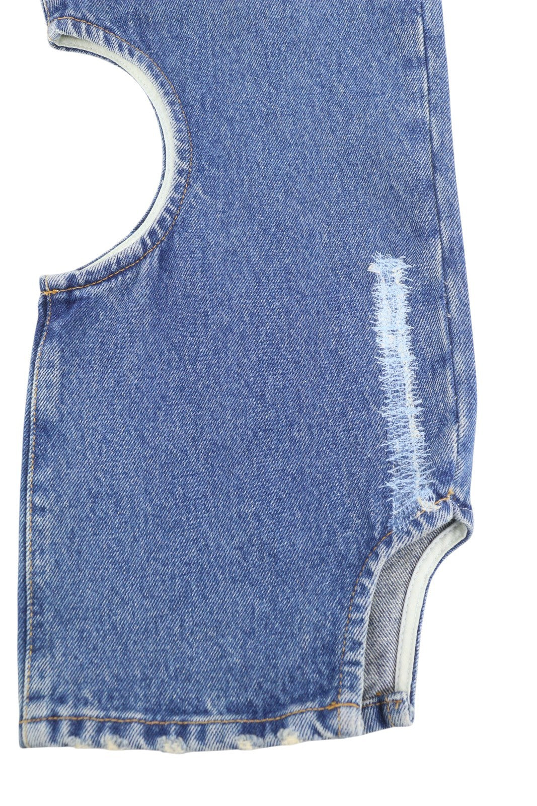 OFF-WHITE c/o VIRGIL ABLOH Meteor Denim moteriški džinsai W27 mėlyni su iškirpte RRP765 