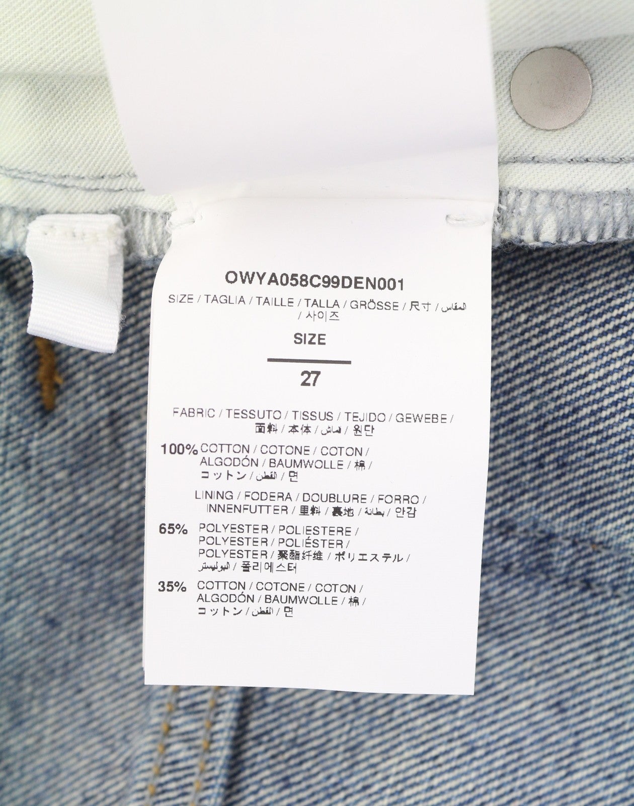 OFF-WHITE c/o VIRGIL ABLOH Meteor Denim moteriški džinsai W27 mėlyni su iškirpte RRP765 