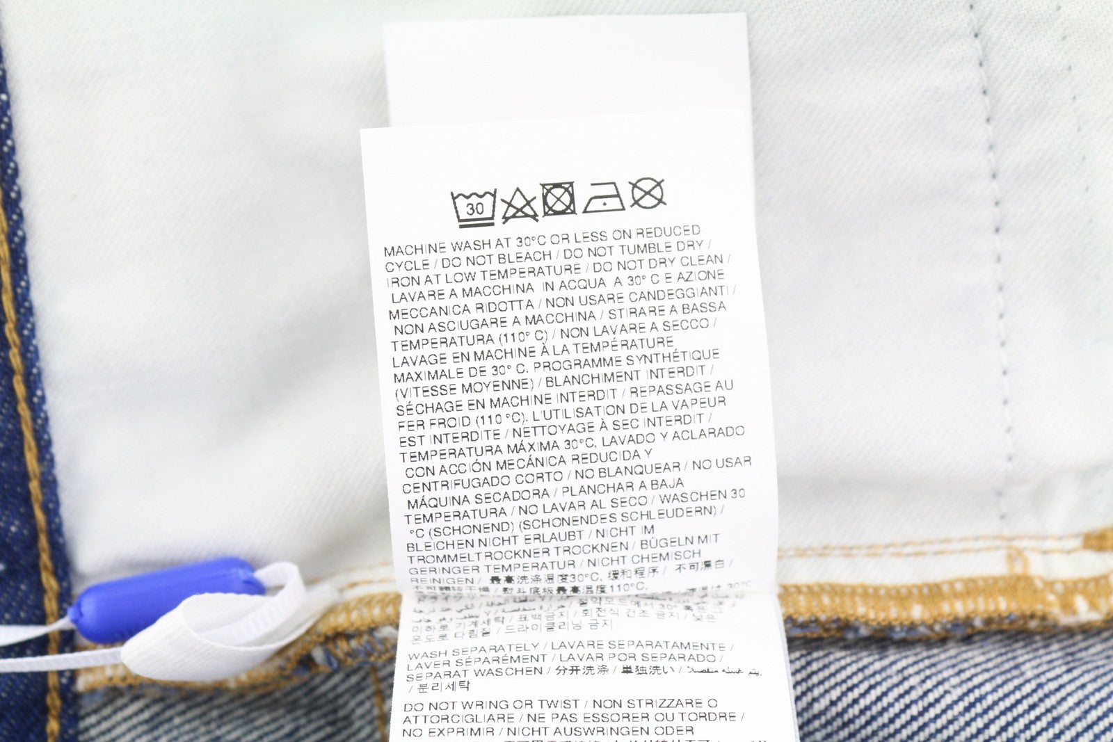 BALTOS VIRGIL ABLOH „Meteor Denim“ moteriškos džinsinės kelnės W27 mėlynos su iškirpte F25 RRP765 