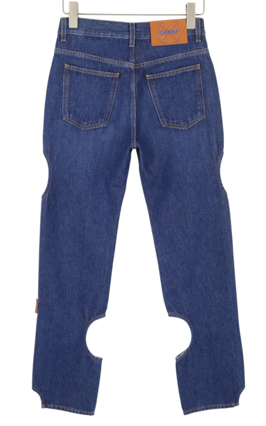 BALTOS VIRGIL ABLOH „Meteor Denim“ moteriškos džinsinės kelnės W27 mėlynos su iškirpte F25 RRP765 