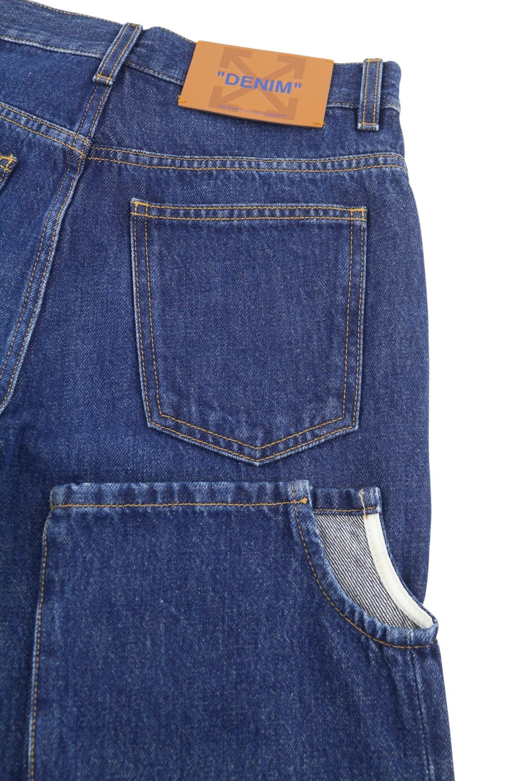 BALTOS VIRGIL ABLOH „Meteor Denim“ moteriškos džinsinės kelnės W27 mėlynos su iškirpte F25 RRP765 