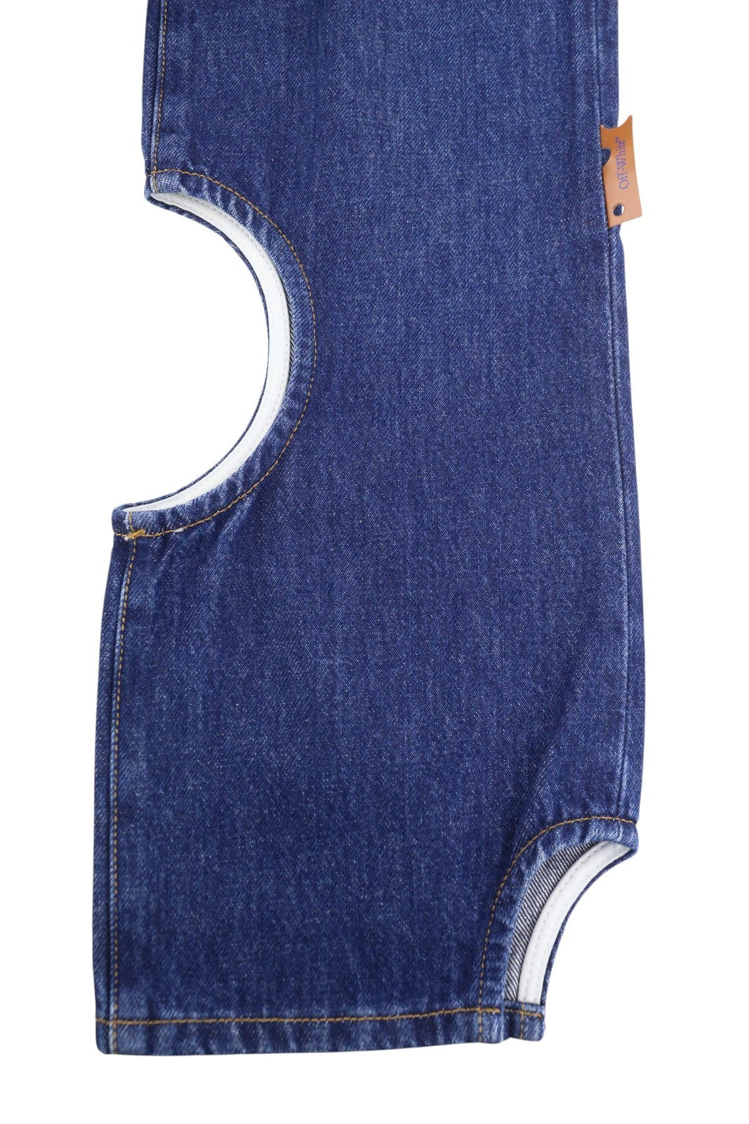 BALTOS VIRGIL ABLOH „Meteor Denim“ moteriškos džinsinės kelnės W27 mėlynos su iškirpte F25 RRP765 