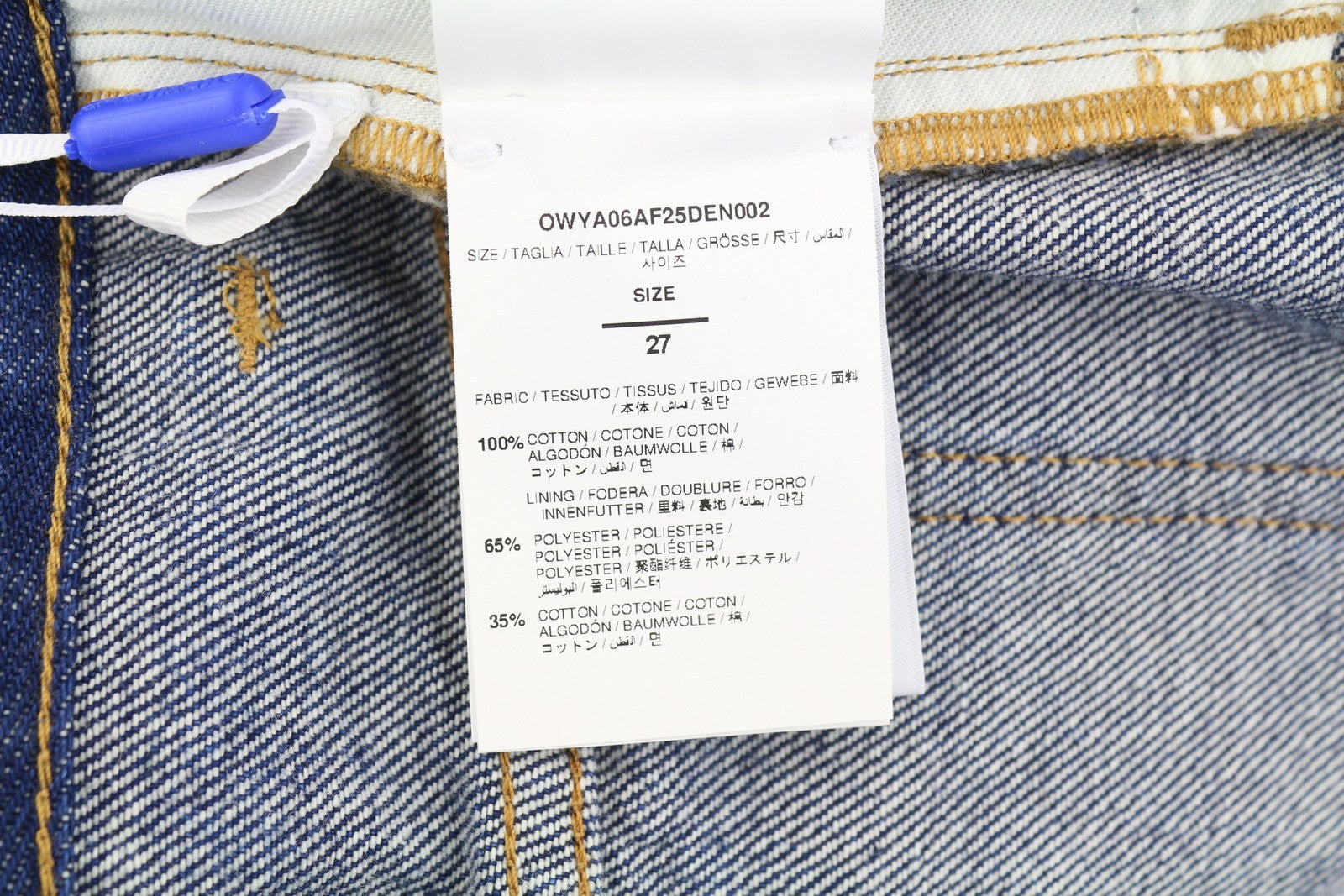 BALTOS VIRGIL ABLOH „Meteor Denim“ moteriškos džinsinės kelnės W27 mėlynos su iškirpte F25 RRP765 