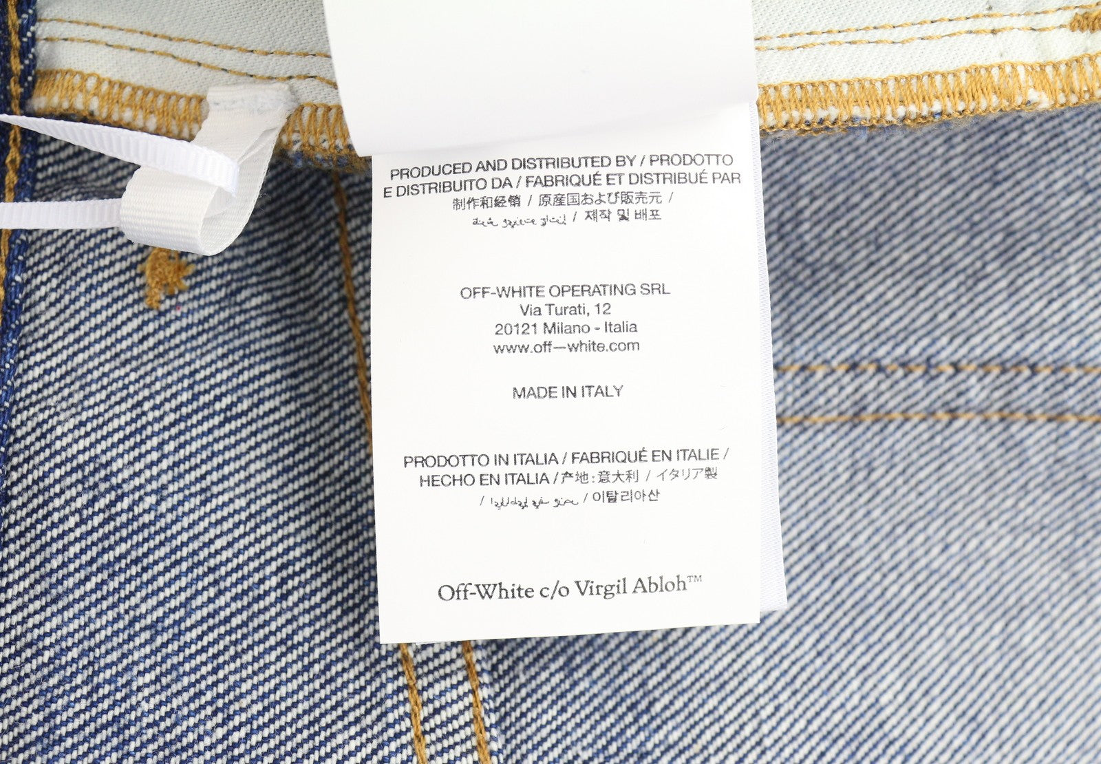 BALTOS VIRGIL ABLOH „Meteor Denim“ moteriškos džinsinės kelnės W26 mėlynos spalvos iškirpte F25 RRP765