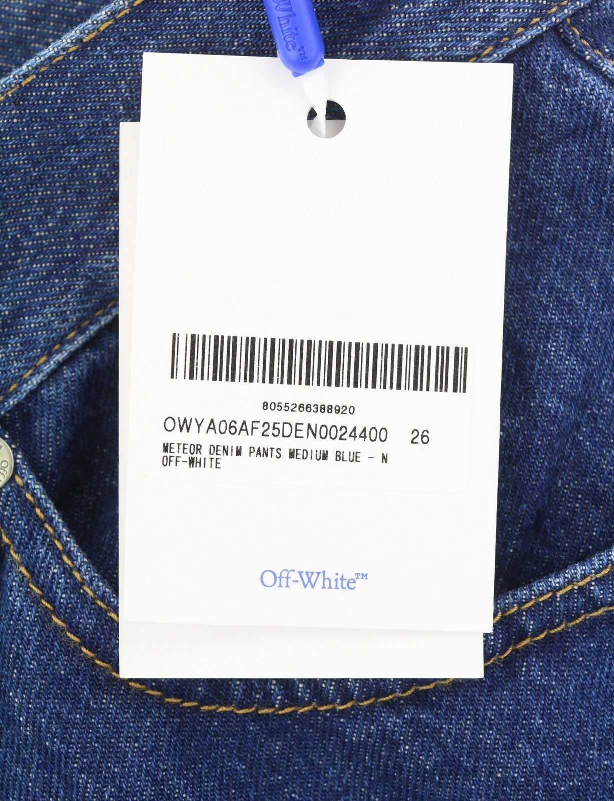 BALTOS VIRGIL ABLOH „Meteor Denim“ moteriškos džinsinės kelnės W26 mėlynos spalvos iškirpte F25 RRP765