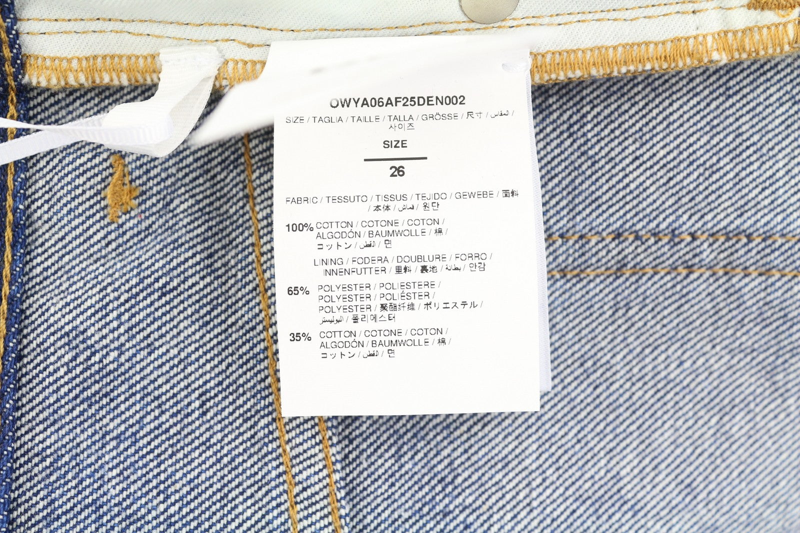 BALTOS VIRGIL ABLOH „Meteor Denim“ moteriškos džinsinės kelnės W26 mėlynos spalvos iškirpte F25 RRP765